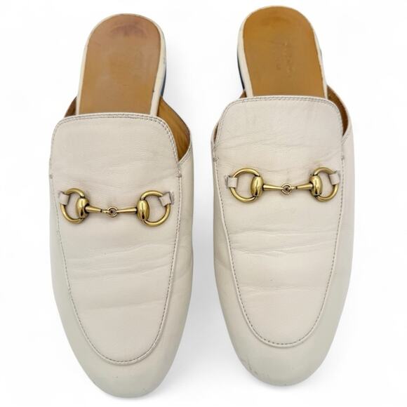 Gucci Princetown Horsebit Slip-On Loafer Mule Flat in White Leather EU 38 US 8 - Picture 13 of 14